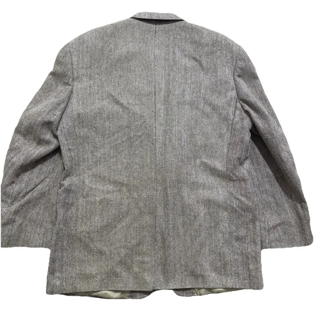 Lands End Blazer Men’s 44R Brown 100% Silk Herringbone Sport Coat Jacket